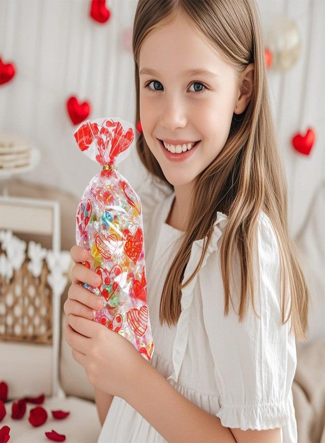 Bskifnn 120PCS Valentine Treat Bags Heart Printed Candy Cookie Goodies Gift Bag with Twist Ties Valentine Cellophane Treat Bags for Valentine's Day Mother's Day 6 Styles - Image 5